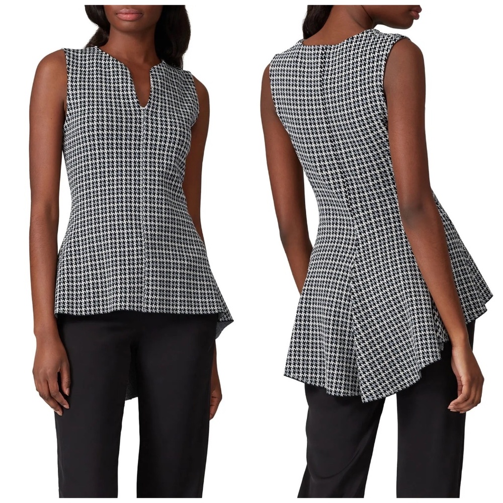 Derek Lam Plaid Knit Peplum Top Sleeveless Black in XS S M L or XL